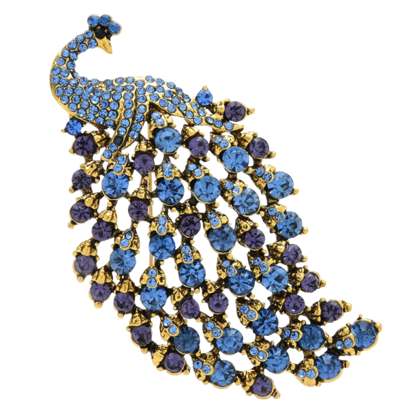 Pauw broche blauw