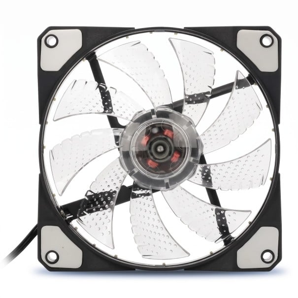 PC kabinet ventilator 120 mm 15 LED belysning Stille 1200 til 1300 omdr./min 120 x 120 x 25 mm 12 V 4pin og 3pin stik til PC køling hvid