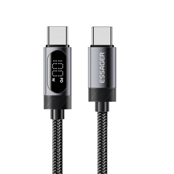 PD100W dubbele USB C snellaadkabel met LED-display 5A USB2.0 480 Mbps 1 m kabel voor snel opladen en snelle gegevensoverdracht 1