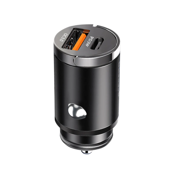 PD30W USB C és USB A mini szivargyújtó töltő gyorstöltés C típusú két eszközzel kompatibilis modellt támogat fekete