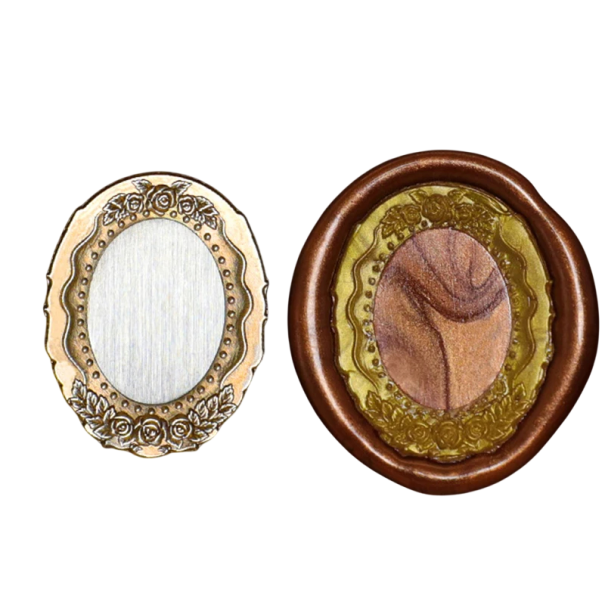 Pecetă 3 cm Cap de alamă aurie Motiv oval pentru rame Pecete pentru plicuri anunțuri de nuntă și decorațiuni 1