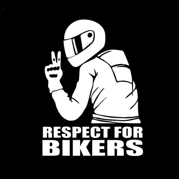 Pegatina para coche con el mensaje de respeto a los moteros 5