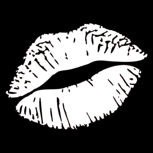 Pegatina para coche - labios A1614 plateado