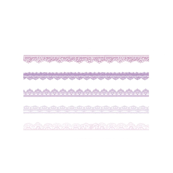 Pegatinas con motivo de encajes cinta decorativa 15x1,3 cm PET autoadhesiva para scrapbook diario empaquetado de regalos creación morado