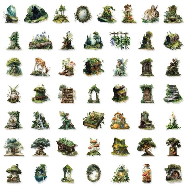 Pegatinas con motivo forestal 4,64 x 5,47 cm 50 unidades multicolores para scrapbook diario decoración de agenda creación de álbumes y tarjetas 1