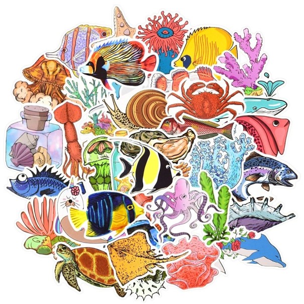 Pegatinas de peces 50 uds. 1