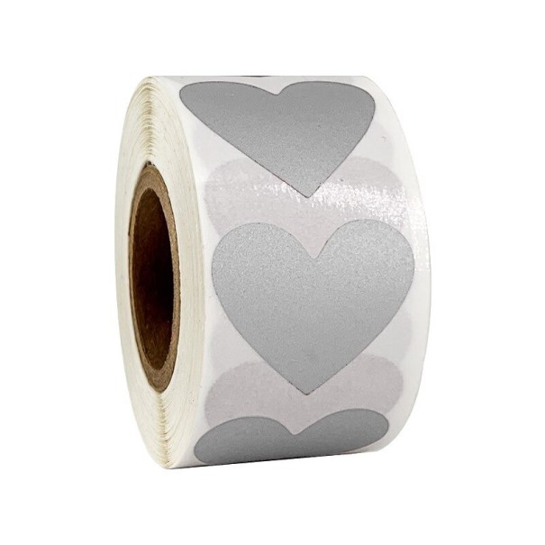 Pegatinas para rascar con forma de corazón, 300 unidades plateado
