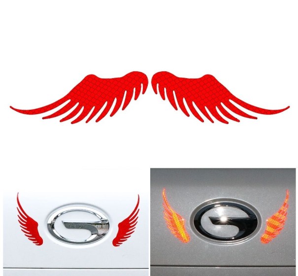 Pegatinas reflectantes para coche con alas de ángel, 2 unidades rojo