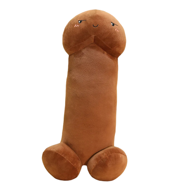 Pehmopenis 70 cm Ruskea pehmopenis kasvoilla 3