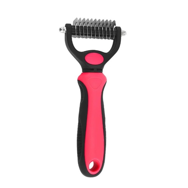 Peigne de toilettage pour chiens et chats Peigne démêlant pour chiens et chats Peigne démêlant double face 17 x 7 cm rouge