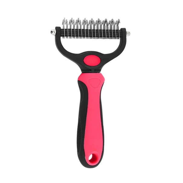 Peigne de toilettage pour grands chiens Peigne démêlant pour chiens Peigne démêlant double face 17 x 9 cm rouge