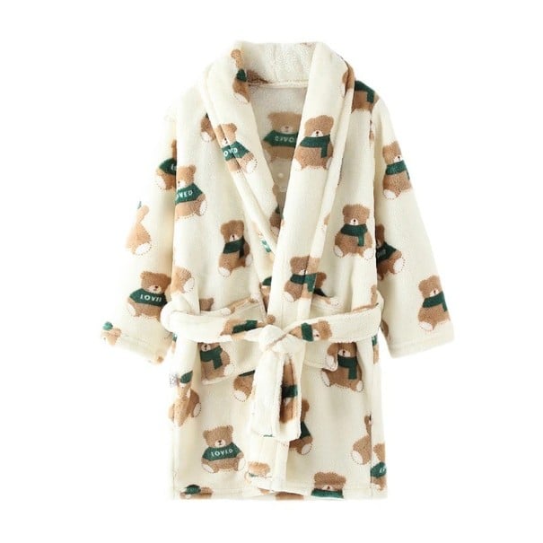 Peignoir en peluche pour enfants unisexe à nouer avec un cordon Peignoir pour enfants beige avec des ours en coton et polyester pour un confort 8