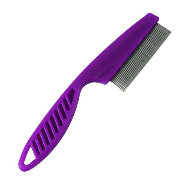 Peine antipulgas de acero inoxidable para mascotas, peine antipiojos con mango, peine para perros y gatos, peine antipulgas y huevos, 14 cm morado