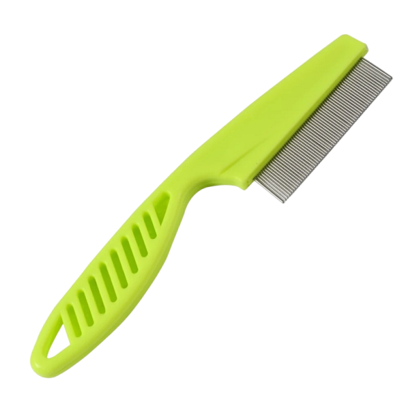Peine antipulgas de acero inoxidable para mascotas, peine antipiojos con mango, peine para perros y gatos, peine antipulgas y huevos, 14 cm verde