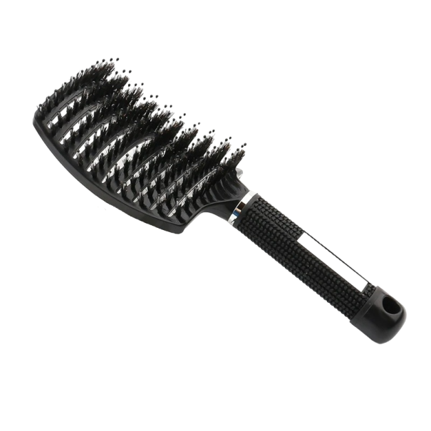 Peine de pelo de mujer con cerdas de jabalí Cepillo desenredante Peine de pelo fino 25 x 7,5 x 5 cm Suministros de peluquería negro