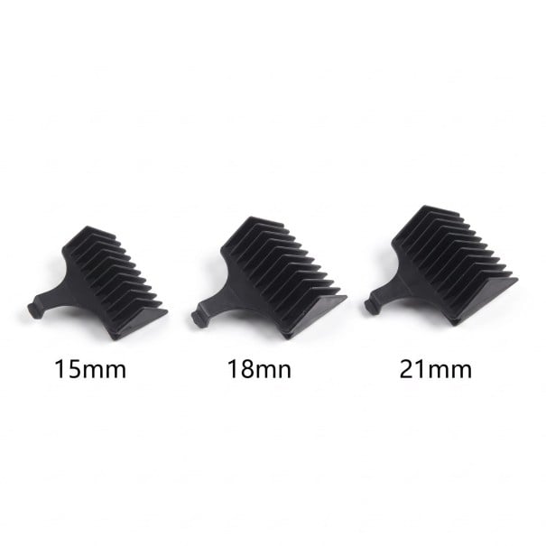 Peines guía para cortadoras de cabello de 15 a 21 mm Accesorios universales de peines negros Accesorios de peluquería para longitudes de corte 1