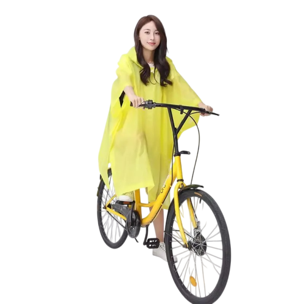 Pelerină de ciclism poncho cu glugă lungime 148 cm circumferință piept 130 cm EVA ușoară protecție împotriva ploii la bicicletă galben