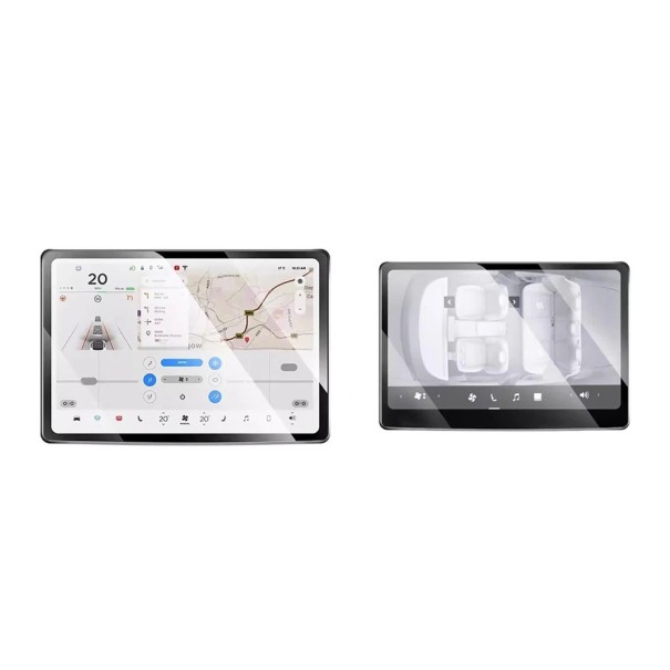 Película protetora de vidro temperado 187,7x118,8mm e 339x223mm para Tesla Model Y Juniper 2025 e Model 3 Highland 2024 Display traseiro e central 1
