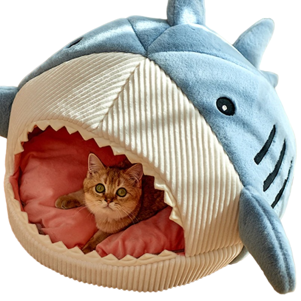 Pelíšek pro kočky - Žralok 45 x 42 x 32 cm modrá