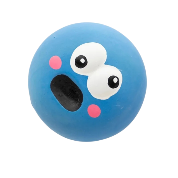 Pelota de goma para perros resistente con sonido, pelota para masticar para limpieza dental y juego interactivo, diámetro 5,5 cm azul