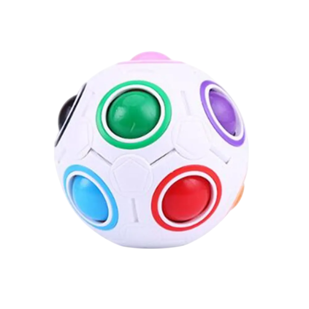 Pelota de rompecabezas antiestrés de 7 cm con colores del arcoíris, juguete para aliviar el estrés, bola lógica colorida, material ABS, relajación. blanco