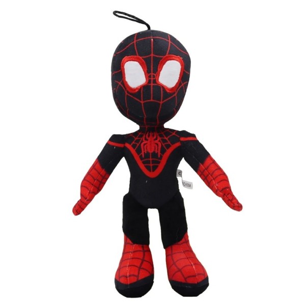 Peluche de Spiderman Miles Morales con lazo de 30 cm, superhéroe de Marvel, negro y rojo, para colgar, decoración, regalo para niños 1