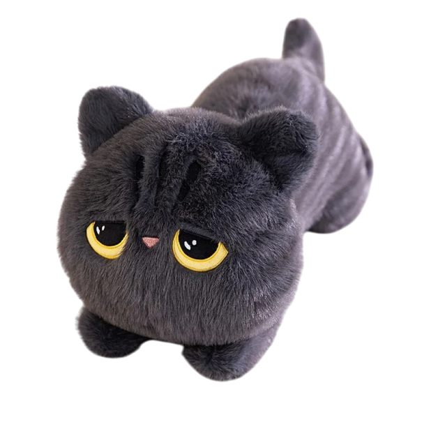 Peluche gato tumbado 50 cm Figura grande suave Juguete infantil Compañero de peluche Cojín Decoración Regalo original Lindo gatito gris