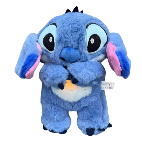 Peluche Stitch 30 cm Ventre lumineux Simulation de respiration Compagnon nocturne apaisant Peluche câline pour s'endormir Pour enfants 1