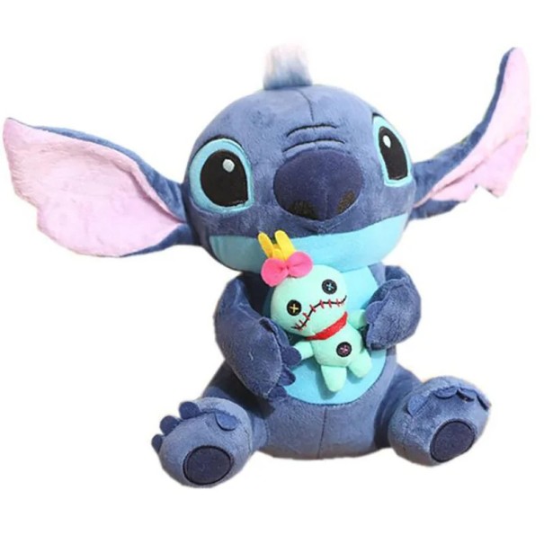 Peluche Stitch con muñeca 25 cm Lindo peluche Disney Extraterrestre tierno con muñeca Regalo para niños Decoración de habitación azul