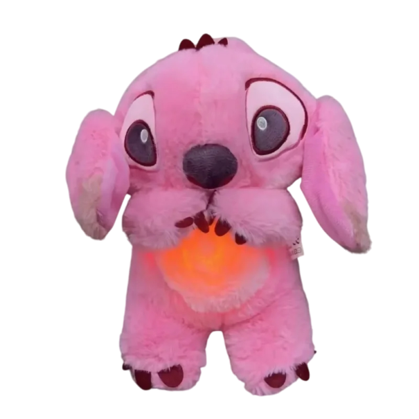 Peluche Stitch de 30 cm con luz que simula la respiración abdominal, compañero relajante para la noche, peluche tierno para conciliar el sueño para niños y bebés. rosa