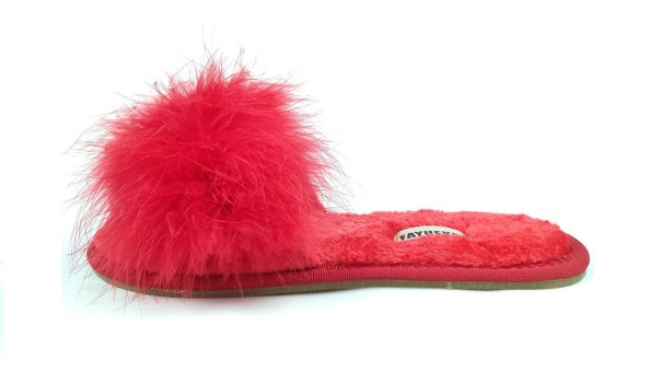 Pelzige Hausschuhe für Damen rot 37