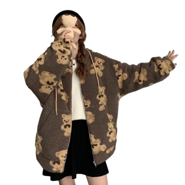 Pelziger Hoodie für Damen P1917 braun M