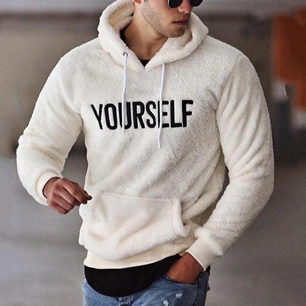 Pelziges Herren-Sweatshirt weiß XXL