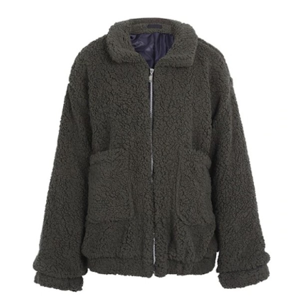 Pelzjacke für Damen J2325 dunkelgrün XXL