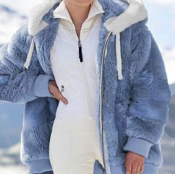 Pelzjacke für Damen P1345 blau S