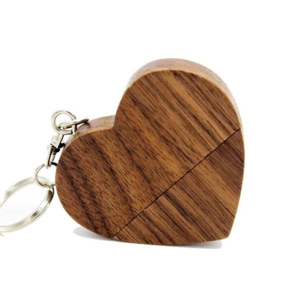 Pen drive coração de madeira castanho 4GB