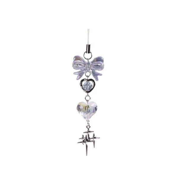 Pendent decorativ pentru telefon cu fundiță și inimă Șnur pentru mobil șnur pentru telefon accesoriu pentru rucsac aparat foto pendent stilat 1
