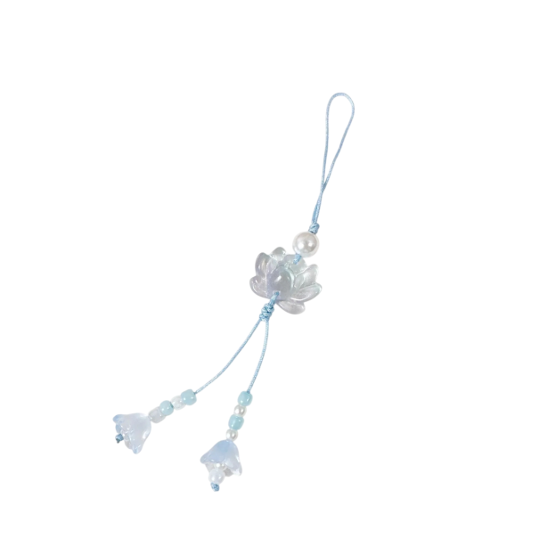 Pendente de contas com lótus Resina Adorno decorativo para chaves, carteira, mochila Símbolo espiritual acessório de moda azul