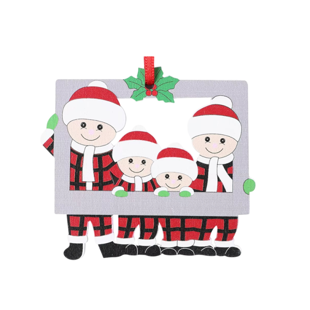 Pendente di Natale Familiare 8.6 x 7.7 cm Decorazione personale appesa con motivo genitori e due bambini Decorazione natalizia per la casa 1