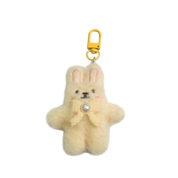 Pendente para Chaves Coelho de Pelúcia com Laço Acessório de Pelúcia Macio para Mochila Bolsa Decoração Fofa para Crianças e Adultos amarelo