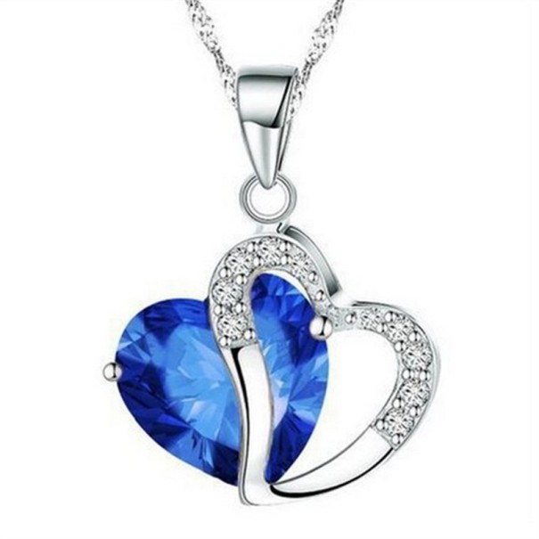 Pendentif Femme 2 Cœurs J847 bleu