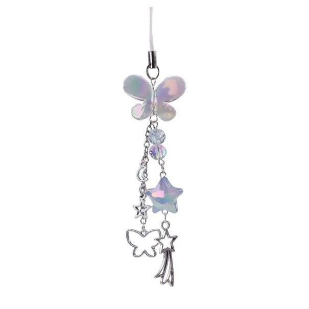 Pendentiv decorativ pentru telefon cu fluture, stea și lună. Lanț pentru mobil, sfoară pentru telefon, decorațiune pentru rucsac, aparat foto. 1