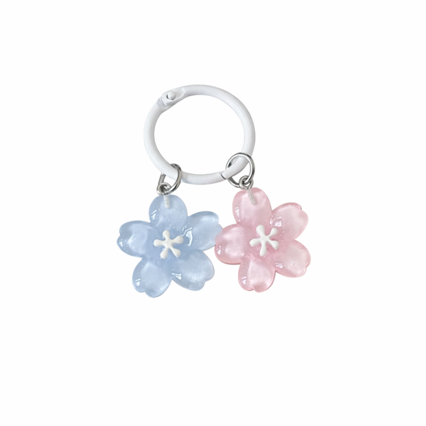 Pendentiv pentru chei Imitare a florilor de cireș Rasina Design floral transparent Inele metalic Decoratiune pentru chei 1