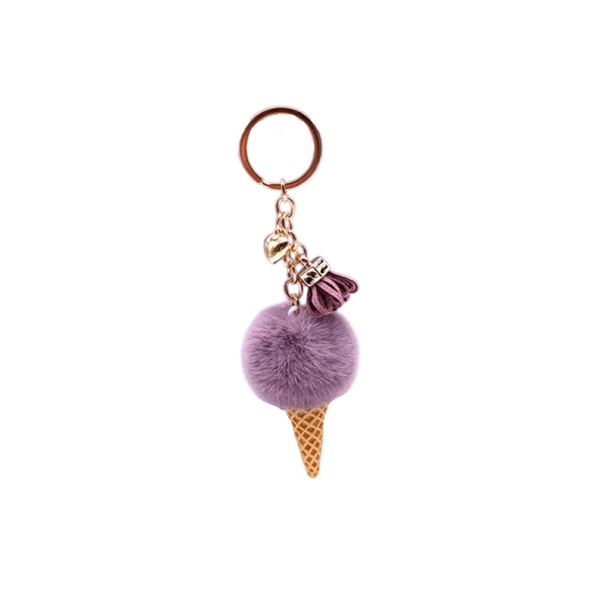 Pendentiv pentru chei Înghețată din pluș Pendentiv din metal Decorațiune moale pentru geantă rucsac Cadou drăguț pentru copii violet