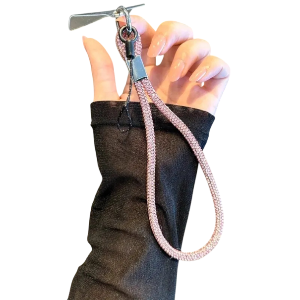 Pendentiv strălucitor cu pietricele pentru telefon sau chei O decorațiune elegantă pentru telefon Un breloc stilat cu cristale Decorațiune pentru geantă și chei roz