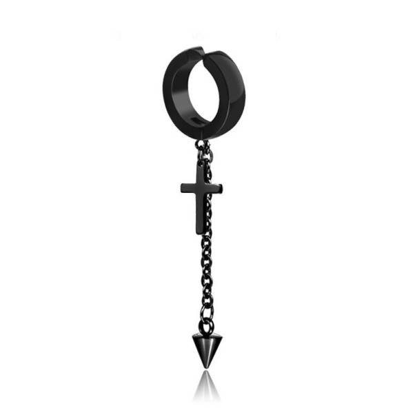 Pendientes circulares con colgante G652 negro 1