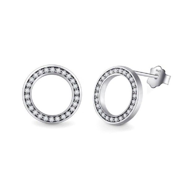 Pendientes colgantes circulares para mujer plateado