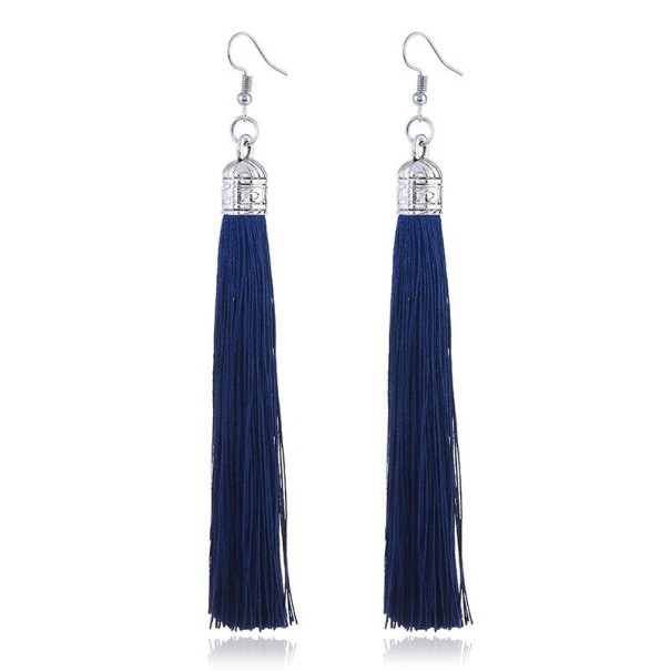Pendientes colgantes con borlas para mujer G167 azul oscuro