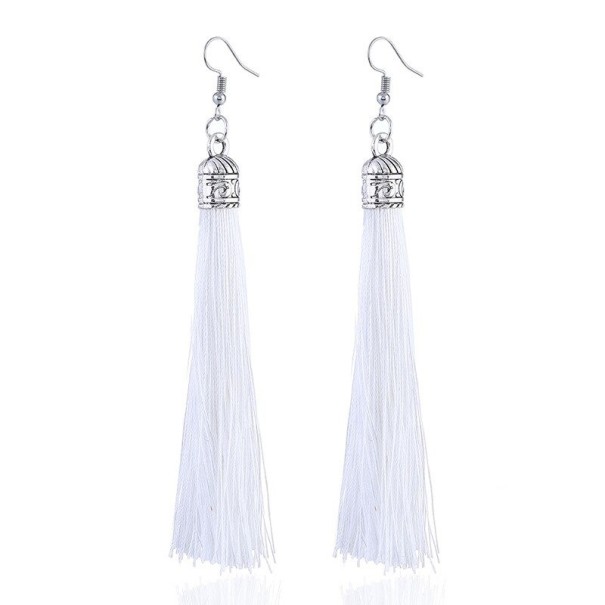 Pendientes colgantes con borlas para mujer G167 blanco