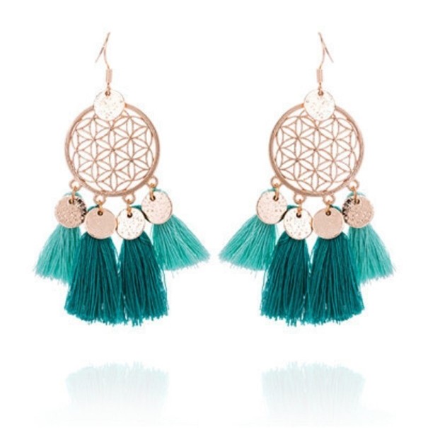 Pendientes colgantes con borlas para mujer G442 5